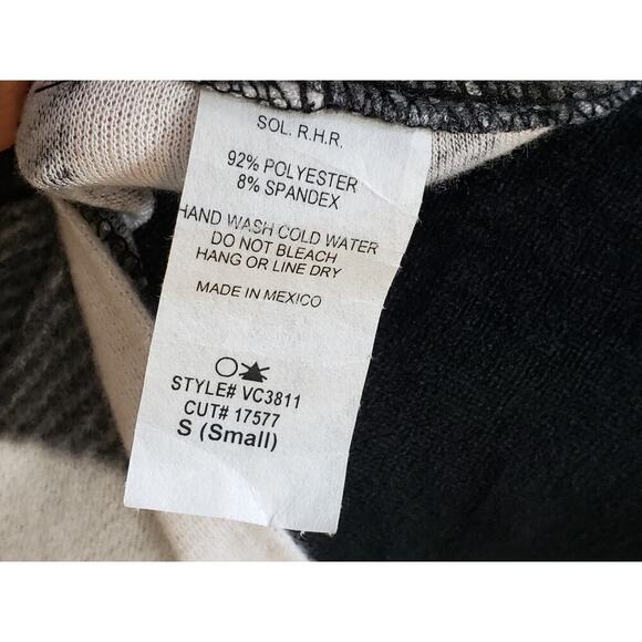 Tunic Dress Women's S White Black Check Round Neck Ruffle Sleeve Pullover - Picture 4 of 12